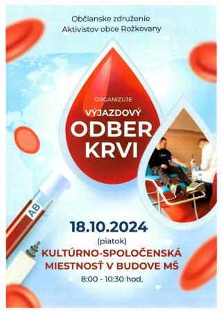 VÝJAZDOVÝ ODBER KRVI 18. 10. 2024